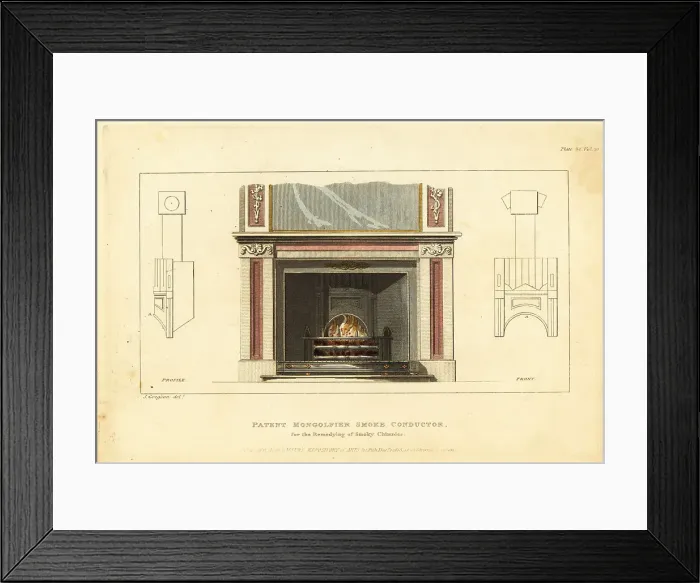 Framed Print : Patent Mongolfier smoke-conductor fireplace Framed Print : Patent Mongolfier smoke-conductor fireplace