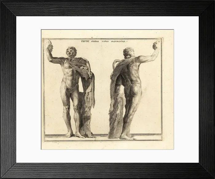 Framed Print : Statue of a drunken Faun or Satyr holding grapes Framed Print : Statue of a drunken Faun or Satyr holding grapes