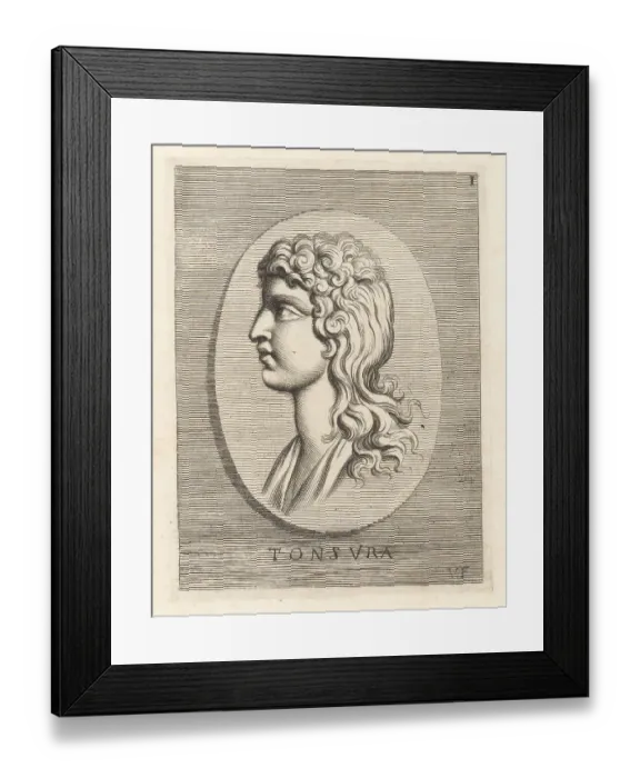 Framed Print : Male head with Theseus cut, a classical hairstyle or tonsure Framed Print : Male head with Theseus cut, a classical hairstyle or tonsure