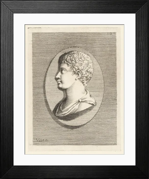 Framed Print : Profile bust of a youth with short curly hair, from an oval gem Framed Print : Profile bust of a youth with short curly hair, from an oval gem