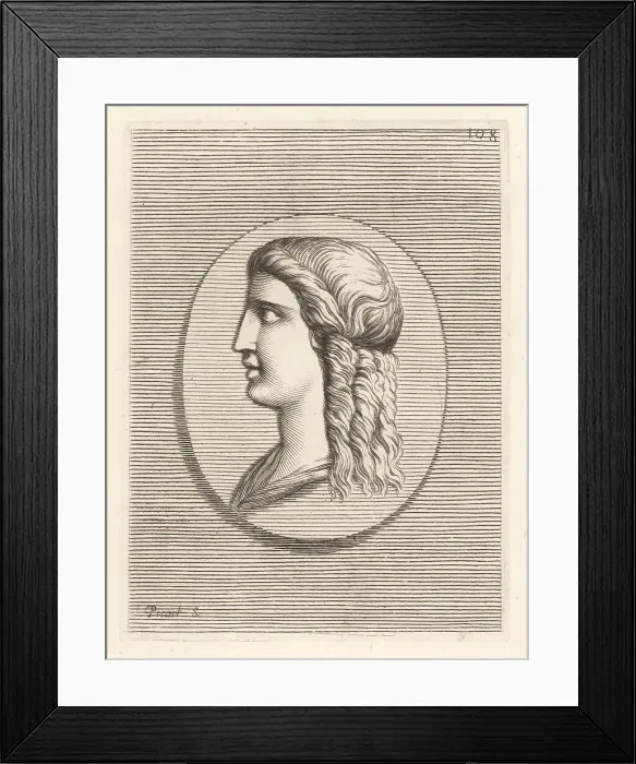 Framed Print : Profile bust of a young woman with her long hair plaited in ring Framed Print : Profile bust of a young woman with her long hair plaited in ring