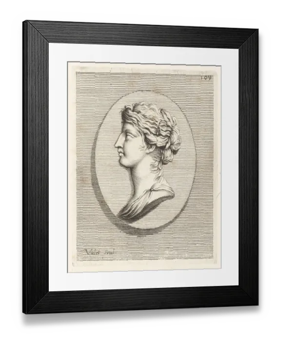 Framed Print : Bust of a young noble woman with pearls in her hair Framed Print : Bust of a young noble woman with pearls in her hair