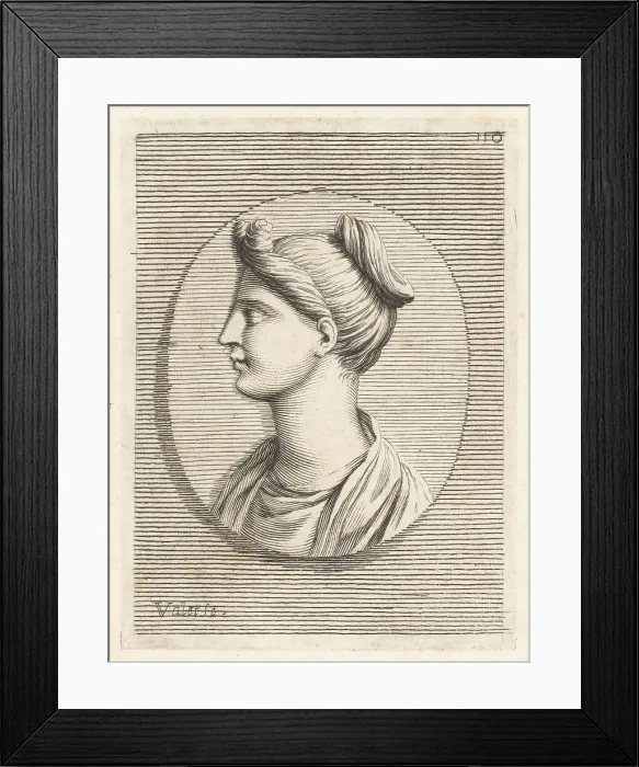 Framed Print : Profile bust of a young woman with her hair in an elaborate hair Framed Print : Profile bust of a young woman with her hair in an elaborate hair