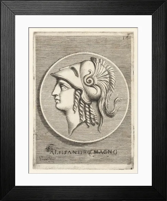 Framed Print : Profile portrait of Alexander the Great in crested Corinthian he Framed Print : Profile portrait of Alexander the Great in crested Corinthian he