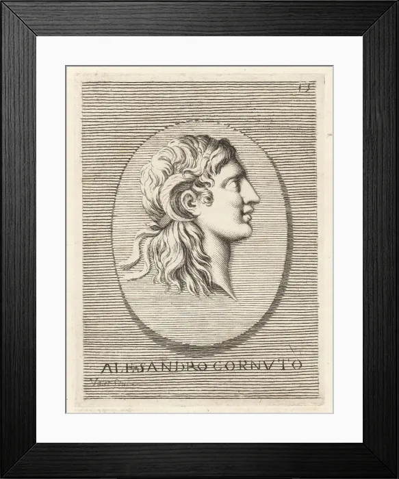Framed Print : Profile portrait of Alexander the Great with horns of Ammon Framed Print : Profile portrait of Alexander the Great with horns of Ammon