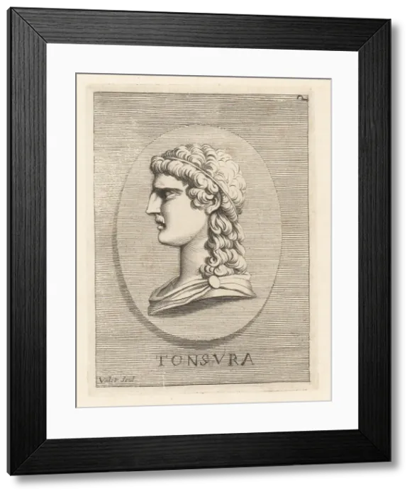 Framed Print : Male head with the Hector cut, a classical hairstyle or tonsure Framed Print : Male head with the Hector cut, a classical hairstyle or tonsure