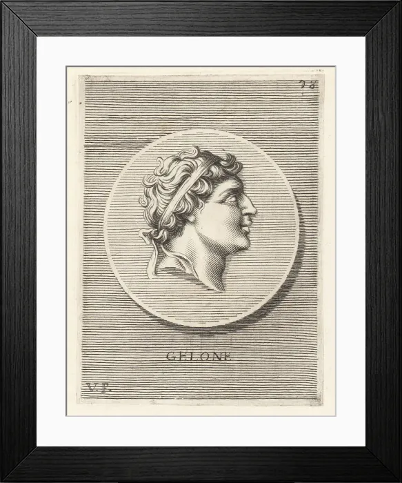Framed Print : Gelon, Greek tyrant of the Sicilian cities Gela and Syracuse, di Framed Print : Gelon, Greek tyrant of the Sicilian cities Gela and Syracuse, di