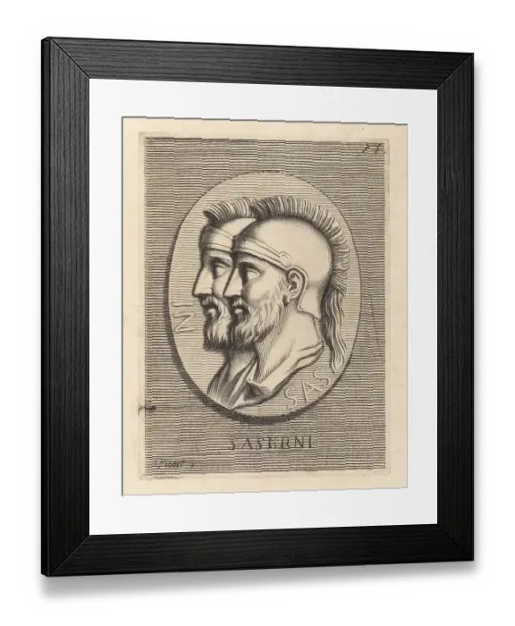 Framed Print : Heads of Roman soldiers, G. Saserna and P. Saserna Framed Print : Heads of Roman soldiers, G. Saserna and P. Saserna