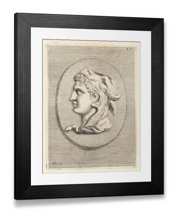 Framed Print : Head of man, possibly Seleucus Nicator, wearing a cowskin cape