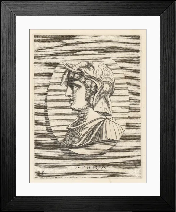 Framed Print : Bust of an allegorical female figure of Africa with elephant-hea Framed Print : Bust of an allegorical female figure of Africa with elephant-hea