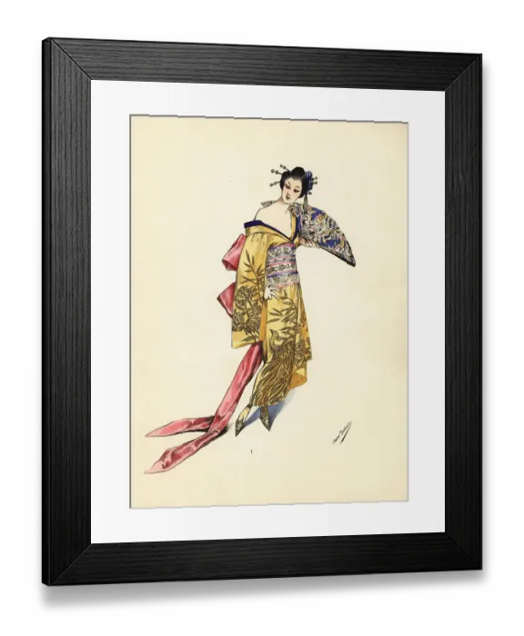 Framed Print : Woman in fancy dress costume wearing a Japanese kimono Framed Print : Woman in fancy dress costume wearing a Japanese kimono