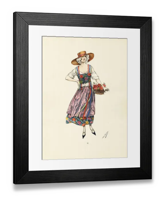 Framed Print : Woman in fancy dress costume as a gardener Framed Print : Woman in fancy dress costume as a gardener