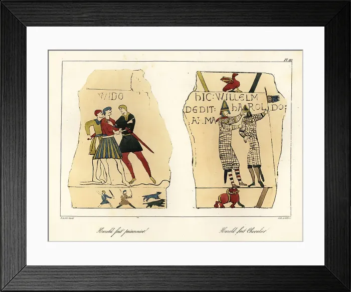 Framed Print : Harold Godwinson captured and then knighted by William of Norman Framed Print : Harold Godwinson captured and then knighted by William of Norman