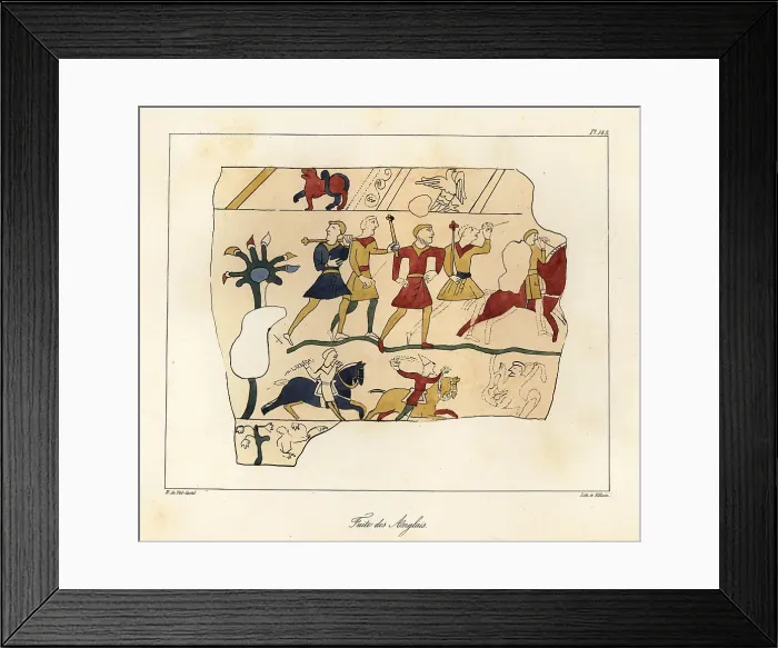 Framed Print : Anglo-Saxon soldiers flee from the battlefield after the Battle Framed Print : Anglo-Saxon soldiers flee from the battlefield after the Battle