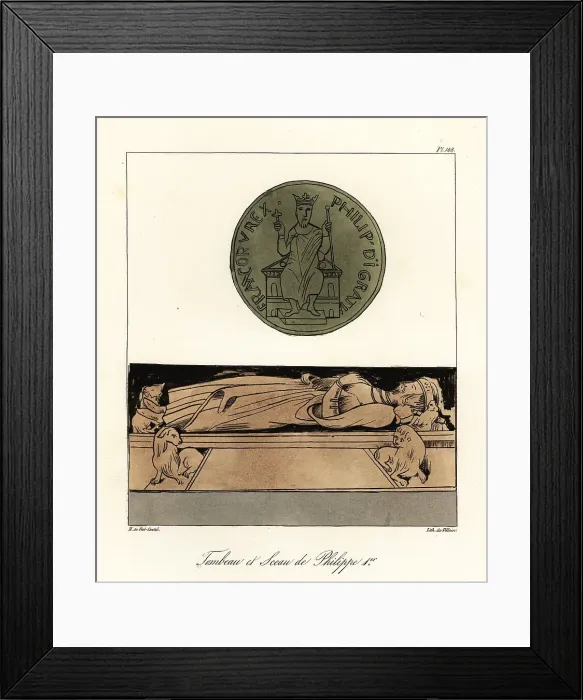 Framed Print : Tomb effigy and seal of Philip I, King of the Franks Framed Print : Tomb effigy and seal of Philip I, King of the Franks