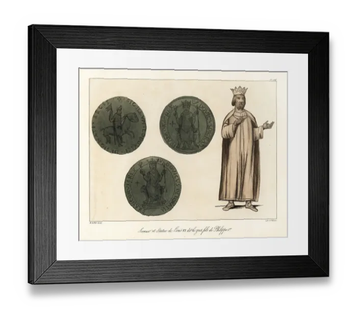 Framed Print : Seals and statue of Louis VI, King of France Framed Print : Seals and statue of Louis VI, King of France