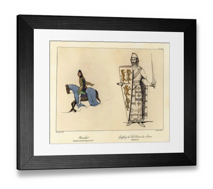 Framed Print : 11th century knight on horesback and Geoffrey V Plantagenet Framed Print : 11th century knight on horesback and Geoffrey V Plantagenet