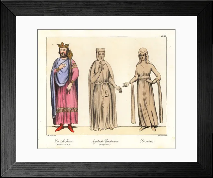 Framed Print : Louis the Young and two figures of Agnes of Baudement, 12th cent Framed Print : Louis the Young and two figures of Agnes of Baudement, 12th cent
