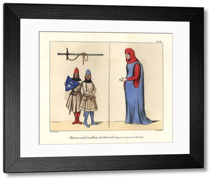 Framed Print : Military and civil costumes of the 12th century Framed Print : Military and civil costumes of the 12th century