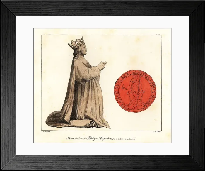 Framed Print : Figure and seal of Philip II, Philip Augustus, King of France Framed Print : Figure and seal of Philip II, Philip Augustus, King of France
