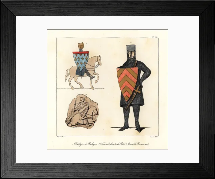 Framed Print : 13th century French knights in chain-mail armour Framed Print : 13th century French knights in chain-mail armour