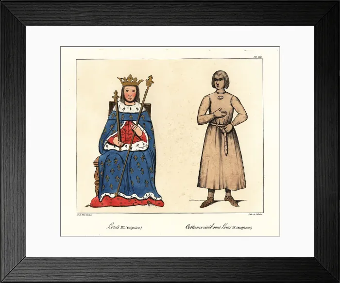 Framed Print : Louis IX, King of France, 1214-1270, and figure in civil costume Framed Print : Louis IX, King of France, 1214-1270, and figure in civil costume