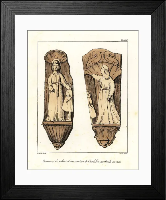 Framed Print : French women's and children's costumes, 13th century Framed Print : French women's and children's costumes, 13th century
