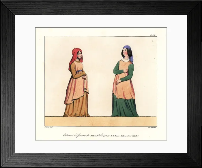 Framed Print : French women's costumes of the 13th century Framed Print : French women's costumes of the 13th century