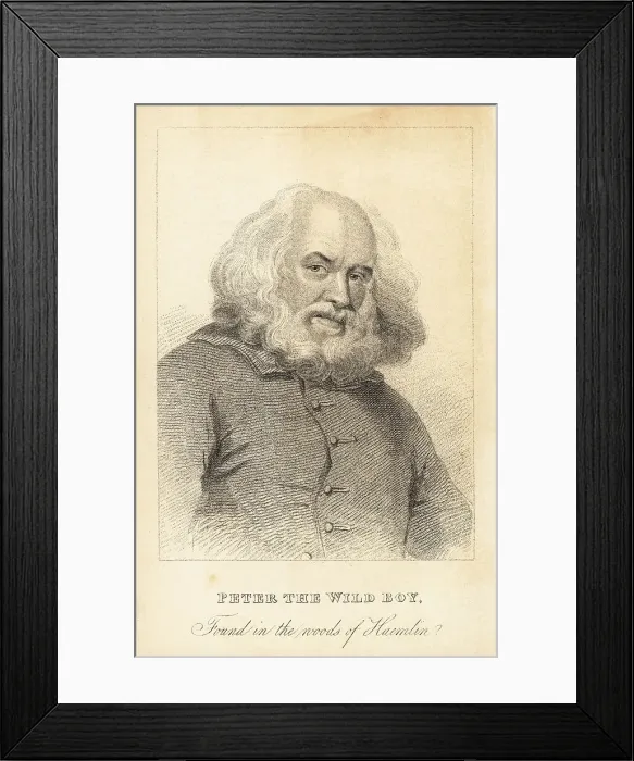 Framed Print : Peter the Wild Boy, famous German feral child, 18th century Framed Print : Peter the Wild Boy, famous German feral child, 18th century