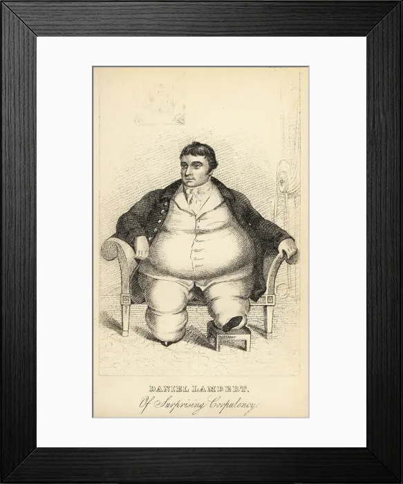 Framed Print : Daniel Lambert, famous obese man, 1770-1809 Framed Print : Daniel Lambert, famous obese man, 1770-1809
