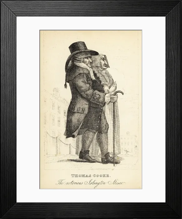 Framed Print : Thomas Cooke, famous 18th century miser with his wife Framed Print : Thomas Cooke, famous 18th century miser with his wife