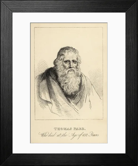 Framed Print : Thomas Parr, famous aged man of Shrophire, 1483-1635 Framed Print : Thomas Parr, famous aged man of Shrophire, 1483-1635