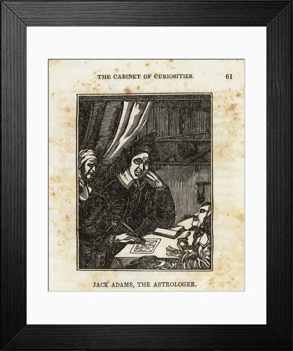 Framed Print : Astrologer Jack Adams drawing a horoscope, 17th century Framed Print : Astrologer Jack Adams drawing a horoscope, 17th century