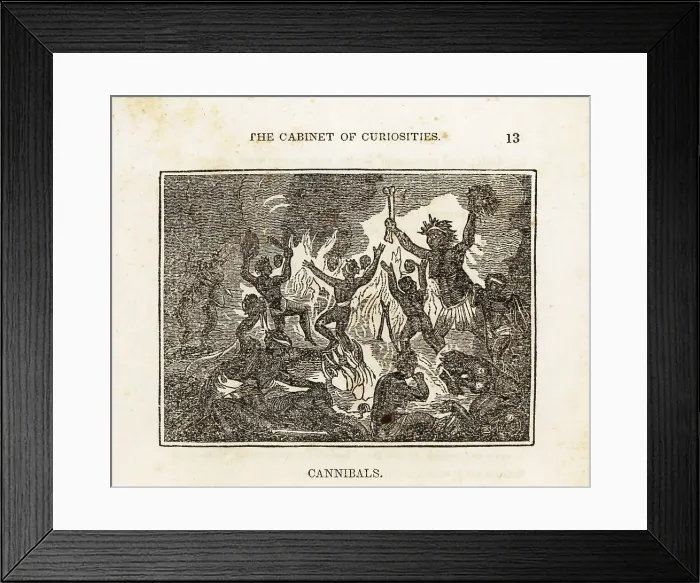 Framed Print : Cannibals dancing around a fire Framed Print : Cannibals dancing around a fire