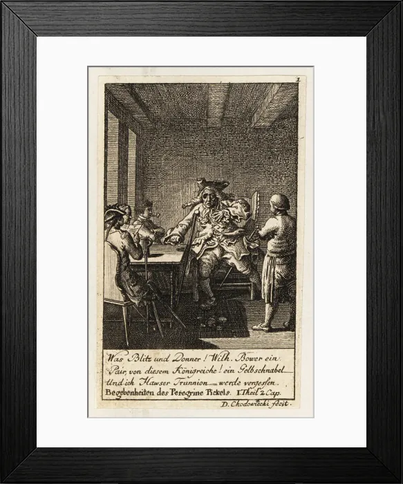 Framed Print : Commodore Hawser Trunnion in Peregrine Pickle, 1758 Framed Print : Commodore Hawser Trunnion in Peregrine Pickle, 1758