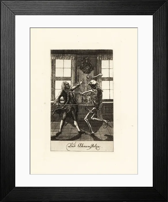 Framed Print : The skeleton of Death in a duel with a noble gentleman Framed Print : The skeleton of Death in a duel with a noble gentleman
