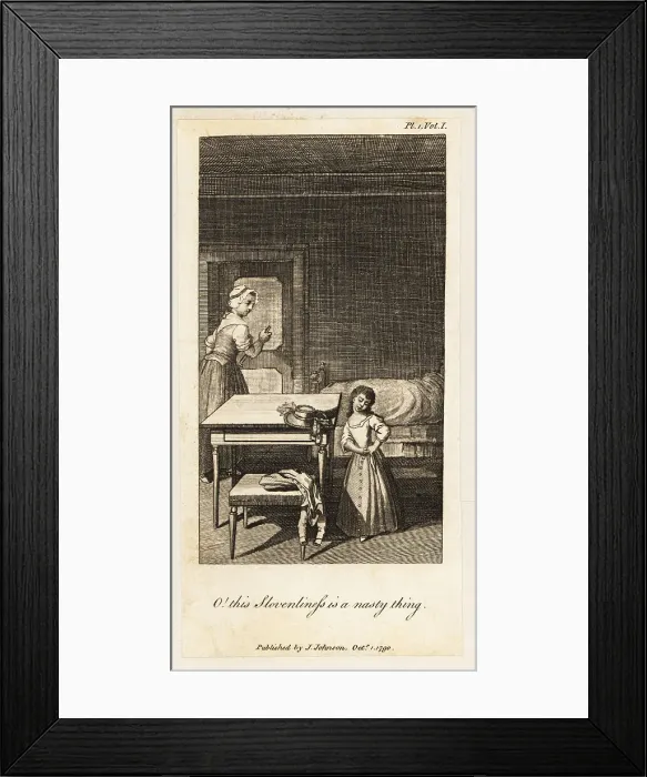 Framed Print : A young girl cries over a dirty bonnet in a room Framed Print : A young girl cries over a dirty bonnet in a room