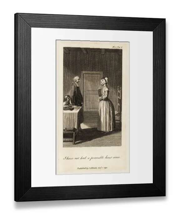 Framed Print : A country woman and a curate talking in a parlour, 18th century Framed Print : A country woman and a curate talking in a parlour, 18th century