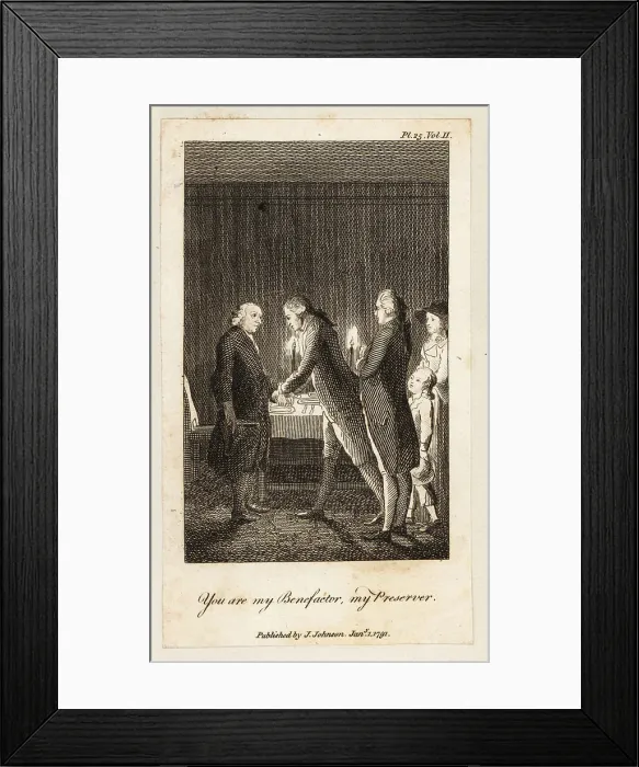 Framed Print : English gentlemen shaking hands in a dining room, 18th century Framed Print : English gentlemen shaking hands in a dining room, 18th century