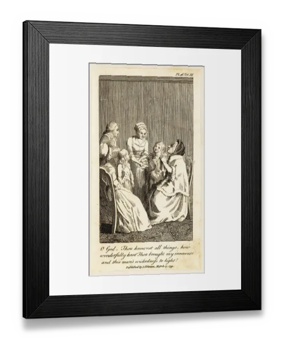 Framed Print : Women and children seated in a parlor, 18th century Framed Print : Women and children seated in a parlor, 18th century