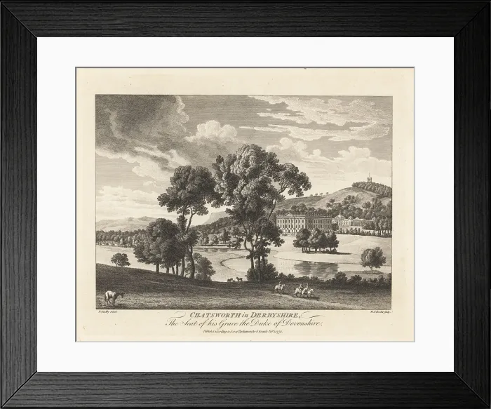 Framed Print : View of Chatsworth House, Derbyshire, 18th century Framed Print : View of Chatsworth House, Derbyshire, 18th century