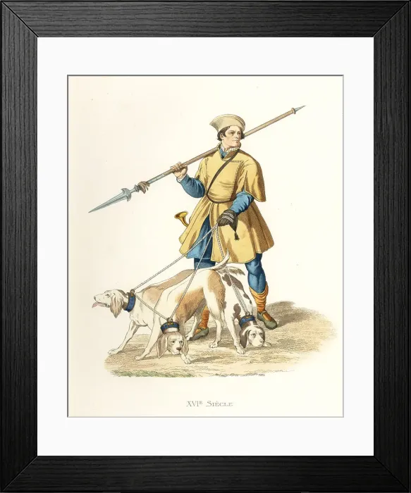 Framed Print : Houndsman to King Francis I, France, 16th century Framed Print : Houndsman to King Francis I, France, 16th century