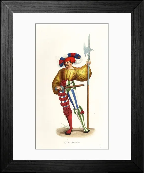 Framed Print : Valtein, German Landsknechte halberdier, 16th century Framed Print : Valtein, German Landsknechte halberdier, 16th century