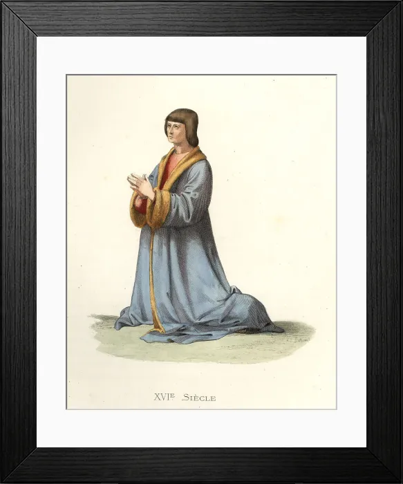 Framed Print : Jehan Obry in fur-lined grey coat and red doublet, 16th century Framed Print : Jehan Obry in fur-lined grey coat and red doublet, 16th century