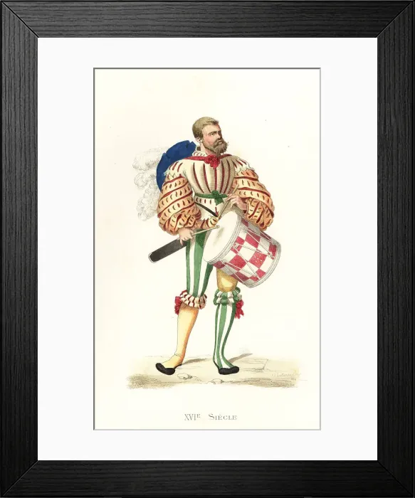 Framed Print : German Landsknechte drummer, 16th century Framed Print : German Landsknechte drummer, 16th century
