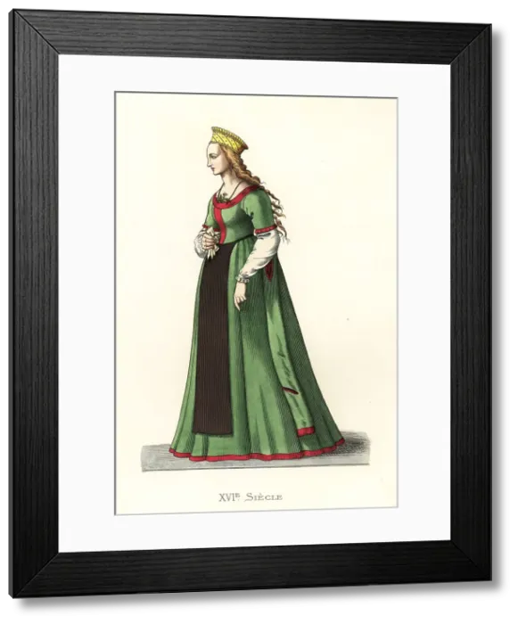 Framed Print : Young woman of Danzig, Poland, 16th century Framed Print : Young woman of Danzig, Poland, 16th century