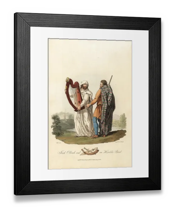 Framed Print : Irish ollamh and an heraldic bard, pre-Roman era Framed Print : Irish ollamh and an heraldic bard, pre-Roman era