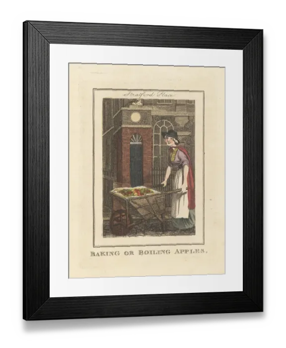 Framed Print : Woman apple seller in Stratford Place, London, 1805 Framed Print : Woman apple seller in Stratford Place, London, 1805