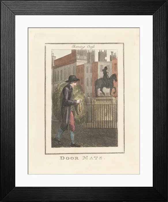 Framed Print : Door-mat seller in Charling Cross, London, 1805 Framed Print : Door-mat seller in Charling Cross, London, 1805