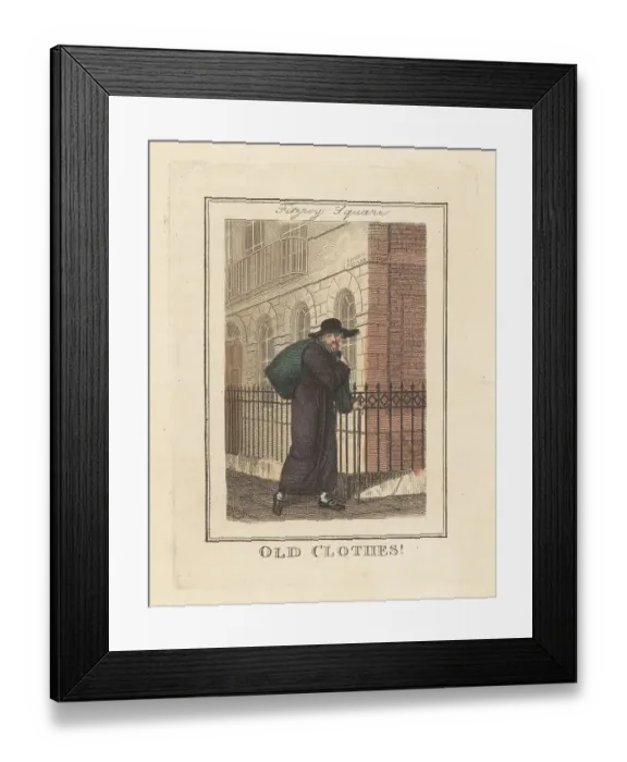 Framed Print : Jewish old-clothes trader in Fitzroy Square, London, 1805 Framed Print : Jewish old-clothes trader in Fitzroy Square, London, 1805